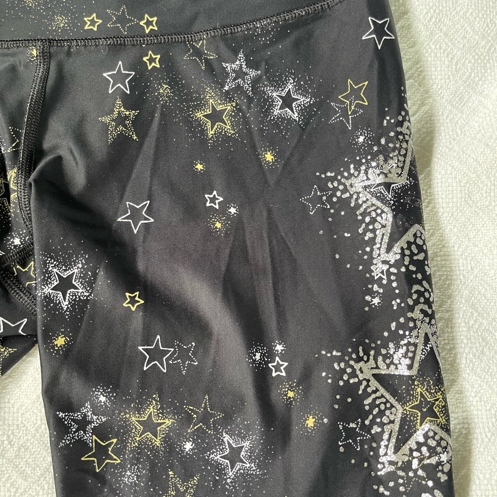 Victoria Sport Black Leggings with Silver and Gold Stars
